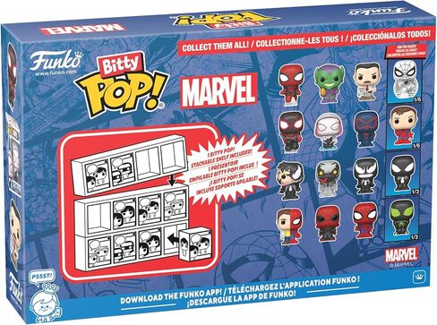 Funko Pop! Bitty: Spider-Man - Spider-Man, Green Goblin, J Jonah Jameson, and Mystery Chase Figure - 0.9 Inch (2.2 Cm) - Marvel Comics Collectable - Stackable Display Shelf Included - Gift Idea in Saudi Arabia