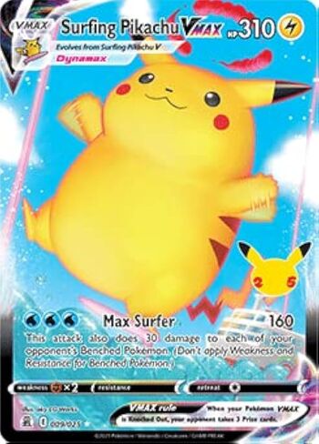 احتفالات بوكيمون تصفح Pikachu Vmax ، الذكرى الخامسة والعشرين ، Art Art Full Rare Holo Vmax + Surprise Card! in Kuwait