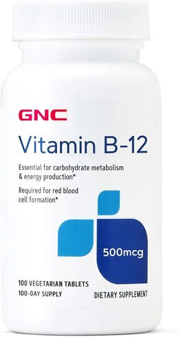 GNC Vitamin B-12 500mcg, 100 Tablets, Supports Energy Production in Saudi Arabia