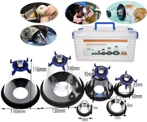 Veterinary Anesthesia Mask Set - 6 Sizes for Dogs/Cats/Birds/Pets - Anesthetic Accessory, Fits Standard Anesthesia Machines - Easy to Clean & Storage Box Included (Animal Use Only) in Saudi Arabia