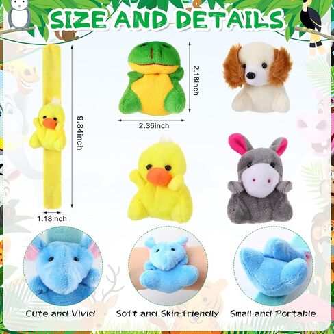Realspring 30 Pcs Halloween Stuffed Animal Slap Bracelets, Plush Animal Slap Bracelets, Cute Wristband Toy Wristbands, Suitable for Boys Girls Halloween Birthday Gifts Party Favors 12 Styles in Saudi Arabia