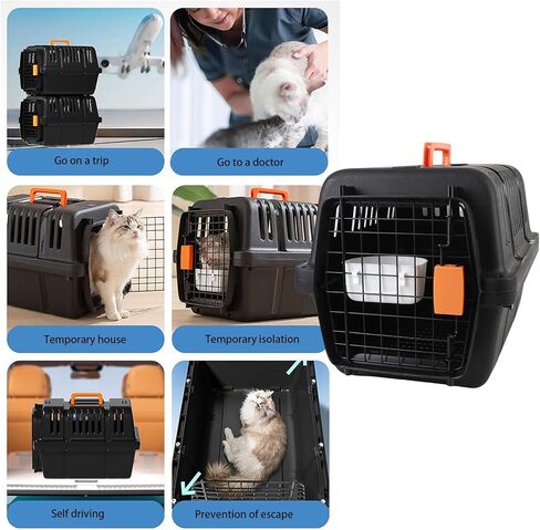 ASHATA Dog Kennel, Portable Dog Carriers and Crates for, Cat, Plastic Pet Crate, Ventilation Large Space for Outdoors Trip, 12.2 X 18.11 X 12.09in (Black) in Saudi Arabia