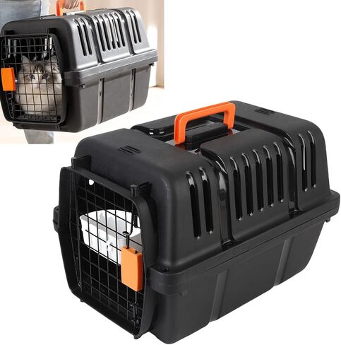 ASHATA Dog Kennel, Portable Dog Carriers and Crates for, Cat, Plastic Pet Crate, Ventilation Large Space for Outdoors Trip, 12.2 X 18.11 X 12.09in (Black) in Saudi Arabia