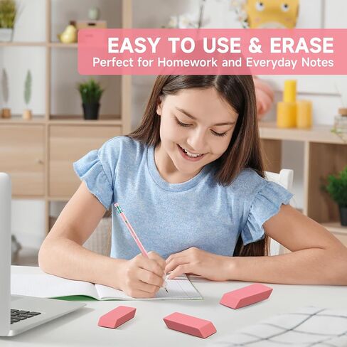 72 Pack Pink Erasers Bulk, Large Pencil Erasers for School, Classroom, Teacher, Homeschool, and Office Supplies in Kuwait