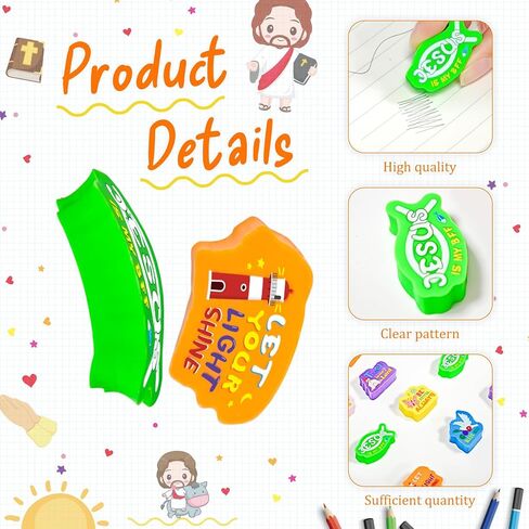 Cinrobiye 100 PCS Bible Verses Pencil Erasers Bulk Inspirational Scripture Eraser Christian Religious Favor Goody Bag Filler Gifts for Students Classroom Office Teacher Prizes Reward School Supplies in Saudi Arabia