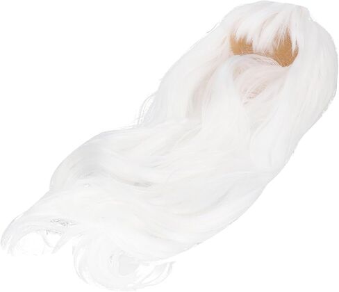 Focket Cotton Doll Wig, Long Curly High Temperature Silk Hair Replacement Stylish Trendy Soft Plush Wig with Comfortable Fit for 35-39cm Head Circumference (White) in Saudi Arabia