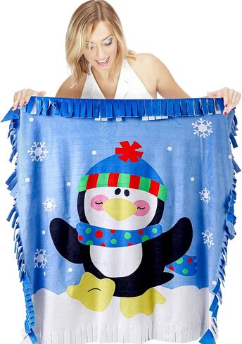 Peryiter Penguin Fleece Throw Craft Kit Soft Plush Throw Blanket DIY Felt Fleece Gift for Winter Holiday Craft Fun Home Activities, 54 Inch x 54 Inch in Saudi Arabia