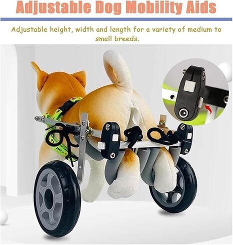 Dog Wheelchair Pets Walking Mobility Aids for Back Legs, Adjustable Recover Wheelchairs for Injured Paralyzed Dogs, Animal Trolley with Leg Brace Hip Support in Saudi Arabia