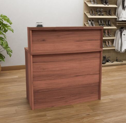 UGOS MONO WALNUT MODERT DESSEPTION DESATE مع عداد المعاملات | سطح المكتب صفح | مكتب الاستقبال متعدد الوظائف للمنزل والمكتب والصالون والمنتجعات واللوبي (40 بوصة (100 سم)) in Kuwait