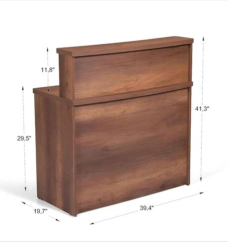 UGOS MONO WALNUT MODERT DESSEPTION DESATE مع عداد المعاملات | سطح المكتب صفح | مكتب الاستقبال متعدد الوظائف للمنزل والمكتب والصالون والمنتجعات واللوبي (40 بوصة (100 سم)) in Kuwait