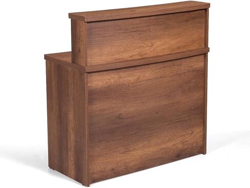 UGOS MONO WALNUT MODERT DESSEPTION DESATE مع عداد المعاملات | سطح المكتب صفح | مكتب الاستقبال متعدد الوظائف للمنزل والمكتب والصالون والمنتجعات واللوبي (40 بوصة (100 سم)) in Kuwait