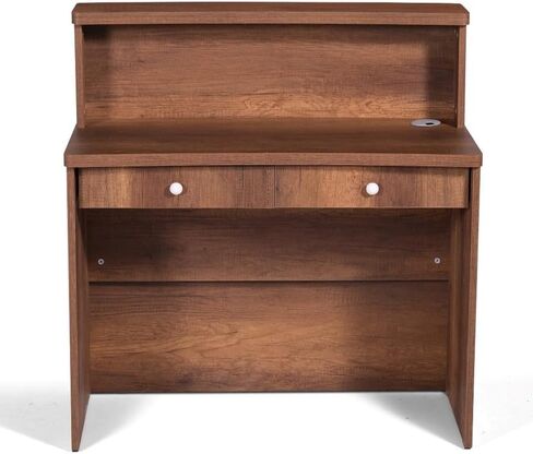 UGOS MONO WALNUT MODERT DESSEPTION DESATE مع عداد المعاملات | سطح المكتب صفح | مكتب الاستقبال متعدد الوظائف للمنزل والمكتب والصالون والمنتجعات واللوبي (40 بوصة (100 سم)) in Kuwait