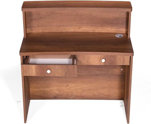 UGOS MONO WALNUT MODERT DESSEPTION DESATE مع عداد المعاملات | سطح المكتب صفح | مكتب الاستقبال متعدد الوظائف للمنزل والمكتب والصالون والمنتجعات واللوبي (40 بوصة (100 سم)) in Kuwait