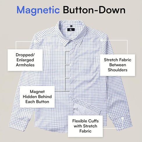 Joe & Bella Men’s Adaptive Tailored Fit Long-Sleeve Magnetic Button-Down Shirt in Saudi Arabia