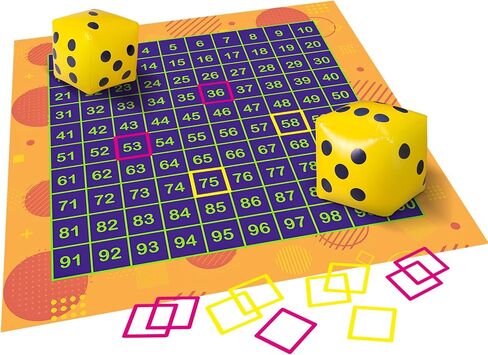 Hundred Activity Mat Math Rug Hundreds Chart Set 1-100 Counting Rug for Home Classroom, 4x4 ft Non-Slip Educational Activity Mat with Dice Frames, Large Math Learning Tool for All Ages in Saudi Arabia