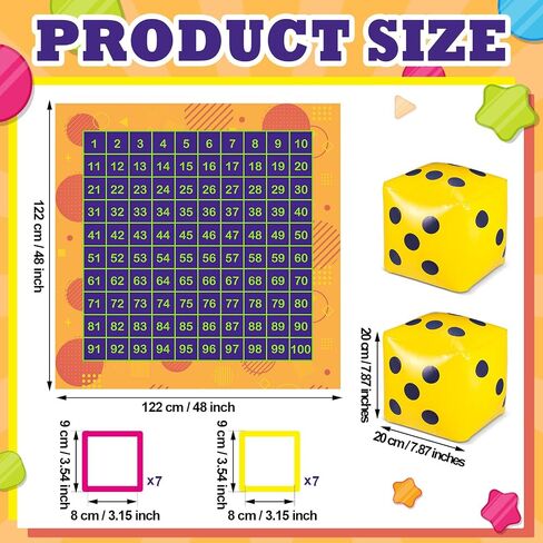 Hundred Activity Mat Math Rug Hundreds Chart Set 1-100 Counting Rug for Home Classroom, 4x4 ft Non-Slip Educational Activity Mat with Dice Frames, Large Math Learning Tool for All Ages in Saudi Arabia