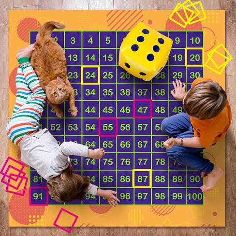 Hundred Activity Mat Math Rug Hundreds Chart Set 1-100 Counting Rug for Home Classroom, 4x4 ft Non-Slip Educational Activity Mat with Dice Frames, Large Math Learning Tool for All Ages in Saudi Arabia