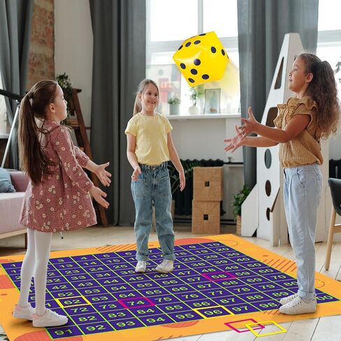 Hundred Activity Mat Math Rug Hundreds Chart Set 1-100 Counting Rug for Home Classroom, 4x4 ft Non-Slip Educational Activity Mat with Dice Frames, Large Math Learning Tool for All Ages in Saudi Arabia