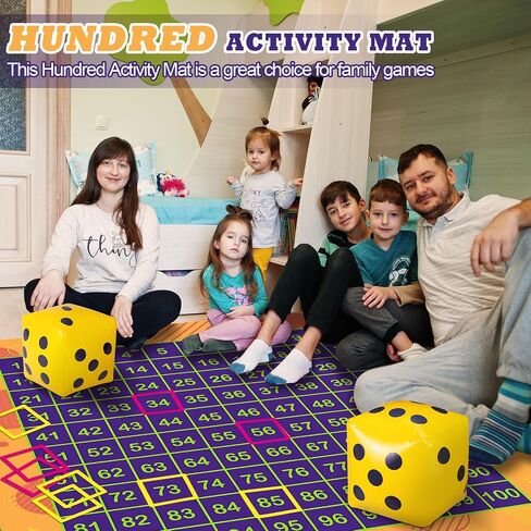 Hundred Activity Mat Math Rug Hundreds Chart Set 1-100 Counting Rug for Home Classroom, 4x4 ft Non-Slip Educational Activity Mat with Dice Frames, Large Math Learning Tool for All Ages in Saudi Arabia