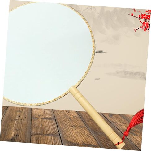 Uonlytech Blank Painting Fan DIY Handmade Art Fan for Wooden Handle for Embroidery Drawing Craft Projects Encourages Creativity Motor Skills Development in Saudi Arabia