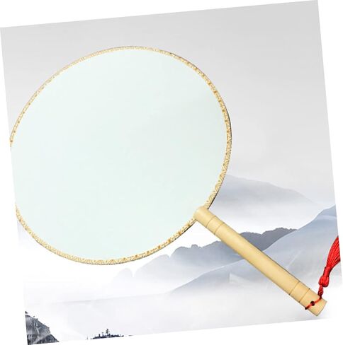 Uonlytech Blank Painting Fan DIY Handmade Art Fan for Wooden Handle for Embroidery Drawing Craft Projects Encourages Creativity Motor Skills Development in Saudi Arabia