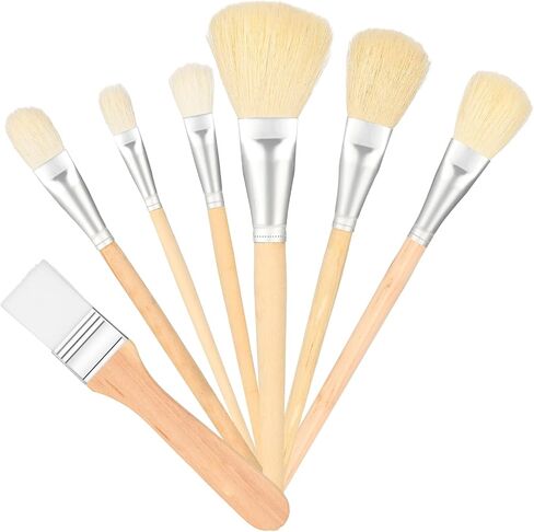 Mop Brush for Acrylic Painting, 14 Pcs Assorted Size Paint Brushes for Acrylic Painting Blending Brush with Wooden Handle Artist Brushes for Acrylic Watercolor Oil Painting Face Body Art in Kuwait