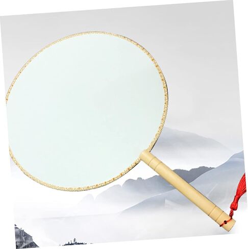 LIFKOME Blank DIY Painting Fan for Boys and Girls Handmade Silk Hand Fan Wooden Handle for Embroidery and Arts Crafts for Parties and Festivals in Saudi Arabia