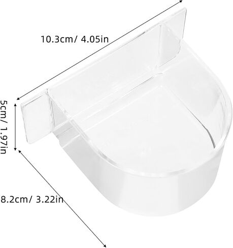 4 pcs Bird Cage Feeder: Clear Thick Semicircle Seed Water Food Trough Cups - Small Animal Dish Container Box for Birds Pigeon Chicken, Transparent Cage Accessories, 4X3.2X2in in Saudi Arabia