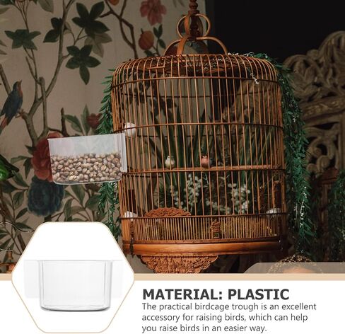 4 pcs Bird Cage Feeder: Clear Thick Semicircle Seed Water Food Trough Cups - Small Animal Dish Container Box for Birds Pigeon Chicken, Transparent Cage Accessories, 4X3.2X2in in Saudi Arabia