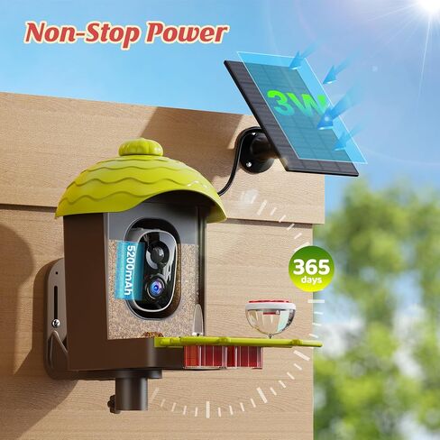 Smart Bird Feeder with Camera Outdoor: 2K Wild Bird Watching Video Cam - Unique Gifts for Nature Lover - Birds House Window at Garden IP66 Solar Charged & Squirrel-Proof Alarm in Saudi Arabia