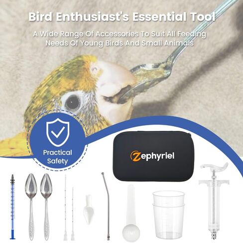 Baby Bird Feeding Syringe Set 12pcs 50ml Parrot Small Pet Hand Feeding Syringe Include Stainless Steel Spoon, Measuring Cup and Spoon, Hose, Curved Gavage Tube, Storage Bag, etc in Saudi Arabia