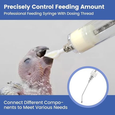 Baby Bird Feeding Syringe Set 12pcs 50ml Parrot Small Pet Hand Feeding Syringe Include Stainless Steel Spoon, Measuring Cup and Spoon, Hose, Curved Gavage Tube, Storage Bag, etc in Saudi Arabia