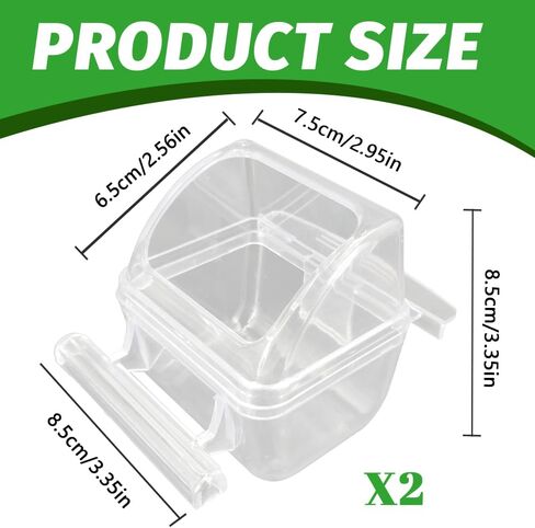 2 Pack Bird Feeders for Cage, No Mess Clear Hanging Parrot Food Bowl, Plastic Slot Food & Water Dispenser Bowl Set, Bird Cage Accessories for Hamsters,Pigeons,Parrot in Kuwait