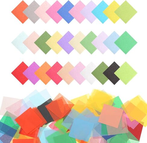 MECCANIXITY 1200Pcs Colored Tissue Paper Squares, 4x4 Inch 30 Assorted Colors Bleeding Crepe Art Paper for Crafts, Collage Supplies in Saudi Arabia