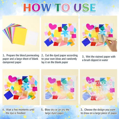 Honoson 45 Sheets Bleeding Tissue Paper 20 x 27.5 Inch Watercolor Bleeding Paper for Art Wet Strength Tissue for DIY Project Scrapbooking Greeting Card Watercolor Collage Art Craft, 15 Assorted Colors in Saudi Arabia