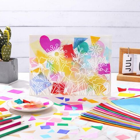 Honoson 45 Sheets Bleeding Tissue Paper 20 x 27.5 Inch Watercolor Bleeding Paper for Art Wet Strength Tissue for DIY Project Scrapbooking Greeting Card Watercolor Collage Art Craft, 15 Assorted Colors in Saudi Arabia