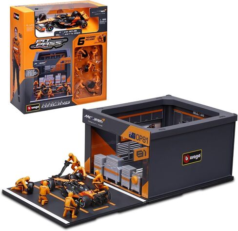 1/43 MCL38#81 نسخة حارة CAR CAR CAR ، نموذج سبيكة Die-Cast مع 6 شخصيات من طاقم الحفرة ، هدية قابلة للتحصيل للبالغين in Saudi Arabia
