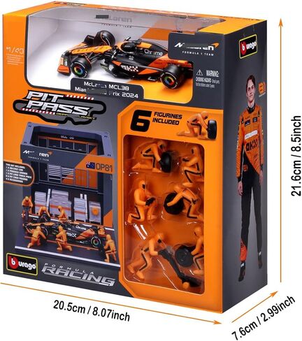 1/43 MCL38#81 نسخة حارة CAR CAR CAR ، نموذج سبيكة Die-Cast مع 6 شخصيات من طاقم الحفرة ، هدية قابلة للتحصيل للبالغين in Saudi Arabia