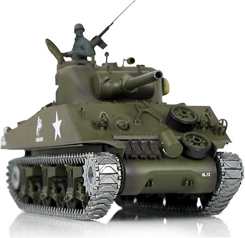 Heng Long 1/16 Pro Pro تخصيص الإصدار 7.0 M4a3 Sherman RC Tank 3898 برميل قابلة للسحب التدخين 360 ° برج الدوار للأشعة تحت الحمراء. in Saudi Arabia