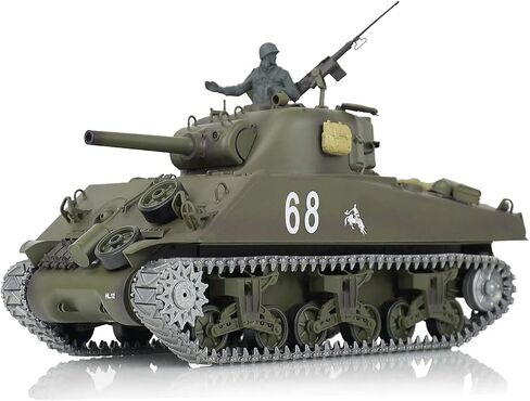 Heng Long 1/16 Pro Pro تخصيص الإصدار 7.0 M4a3 Sherman RC Tank 3898 برميل قابلة للسحب التدخين 360 ° برج الدوار للأشعة تحت الحمراء. in Saudi Arabia