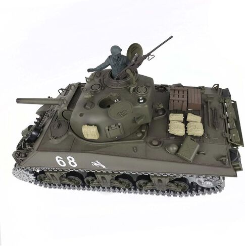 Heng Long 1/16 Pro Pro تخصيص الإصدار 7.0 M4a3 Sherman RC Tank 3898 برميل قابلة للسحب التدخين 360 ° برج الدوار للأشعة تحت الحمراء. in Saudi Arabia