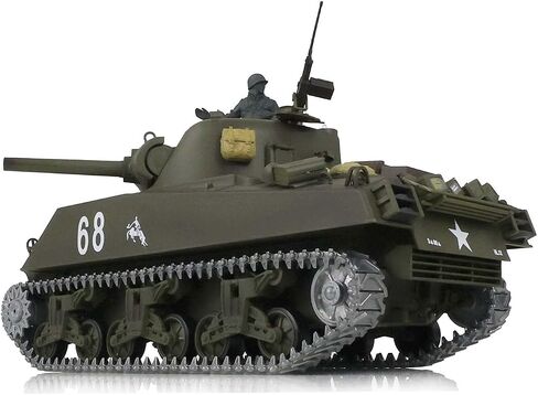 Heng Long 1/16 Pro Pro تخصيص الإصدار 7.0 M4a3 Sherman RC Tank 3898 برميل قابلة للسحب التدخين 360 ° برج الدوار للأشعة تحت الحمراء. in Saudi Arabia