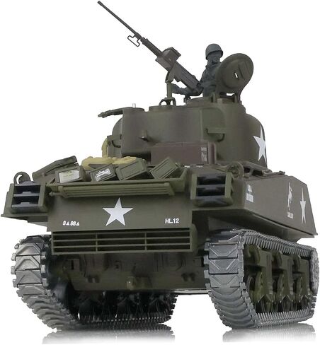 Heng Long 1/16 Pro Pro تخصيص الإصدار 7.0 M4a3 Sherman RC Tank 3898 برميل قابلة للسحب التدخين 360 ° برج الدوار للأشعة تحت الحمراء. in Saudi Arabia