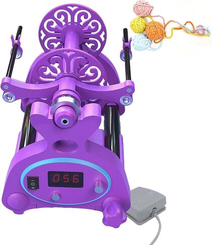Wool Spinning Wheel, Professional Mini Spinning Machine, 12V Electric Yarn Winder with Digital Display and Foot Switch Box, for Home Or Textile Factory(Purple,Yellow) in Saudi Arabia