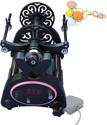 Wool Spinning Wheel, Professional Mini Spinning Machine, 12V Electric Yarn Winder with Digital Display and Foot Switch Box, for Home Or Textile Factory(Purple,Yellow) in Saudi Arabia