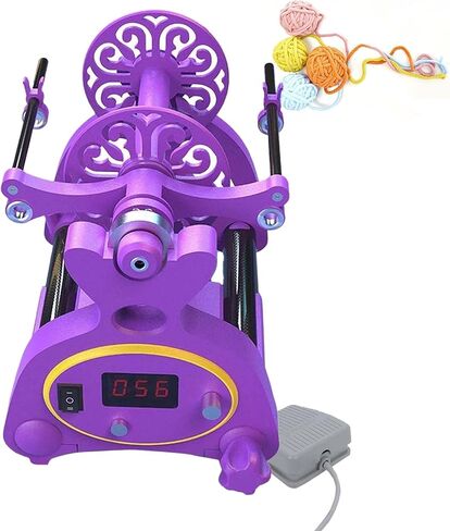 Wool Spinning Wheel, Professional Mini Spinning Machine, 12V Electric Yarn Winder with Digital Display and Foot Switch Box, for Home Or Textile Factory(Purple,Yellow) in Saudi Arabia