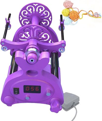 Wool Spinning Wheel, Professional Mini Spinning Machine, 12V Electric Yarn Winder with Digital Display and Foot Switch Box, for Home Or Textile Factory(Purple,Yellow) in Saudi Arabia