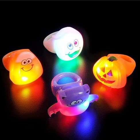 The Dreidel Company Halloween Light-Up Jewelry, Costume Accessory, Halloween Party Favor 1.5" (Light-Up Rings) in Saudi Arabia