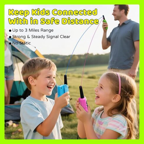 Batheru Resplible Walkie Talkies for Kids 3 أميال طويلة المدى ، 22 قناة Walkie Talkie مع صوت واضح ، وتوفير البطاريات Walkie Talkies 3 حزمة ، وتخزين الحشوات للفتيات من 5 إلى 10 in Kuwait