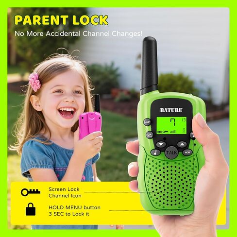 Batheru Resplible Walkie Talkies for Kids 3 أميال طويلة المدى ، 22 قناة Walkie Talkie مع صوت واضح ، وتوفير البطاريات Walkie Talkies 3 حزمة ، وتخزين الحشوات للفتيات من 5 إلى 10 in Kuwait